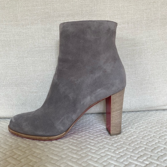 Like New!   Grey Christian Louboutin calf suede ankle boot. - Picture 2 of 11